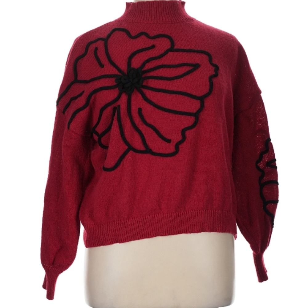 Shein Red Floral Women's Sweater